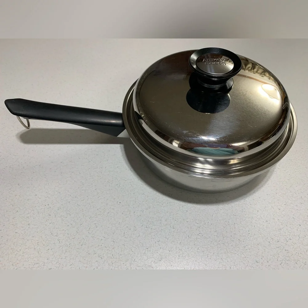 Vintage Amway Queen Multy Ply 18/8 Stainless Steel 2 Pc Cookware Set Sauté Pan